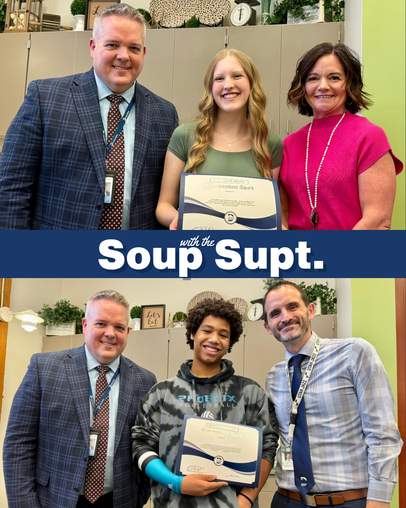 A student smiling with their principal and Dr. Linford, Davis School District Superintendent. 