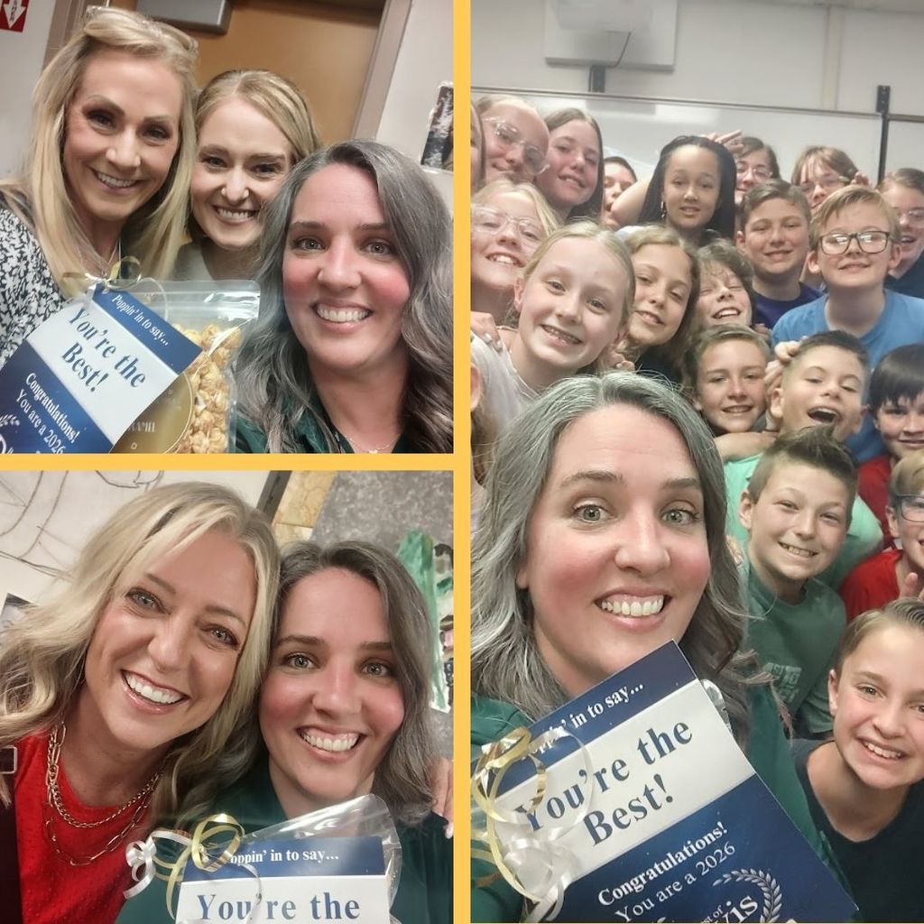 Mrs. Barlow posing with students and administration after winning Best of Davis. 