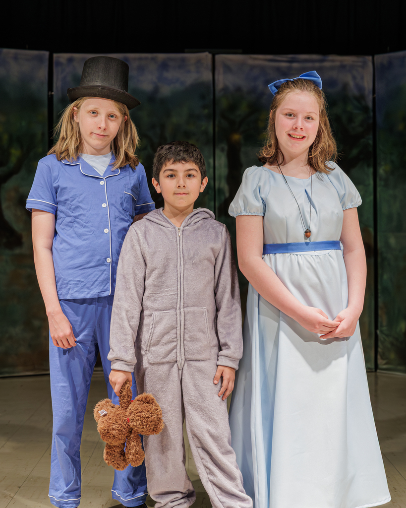 The Darling Children in Peter Pan posing on the Meadowbrook Stage