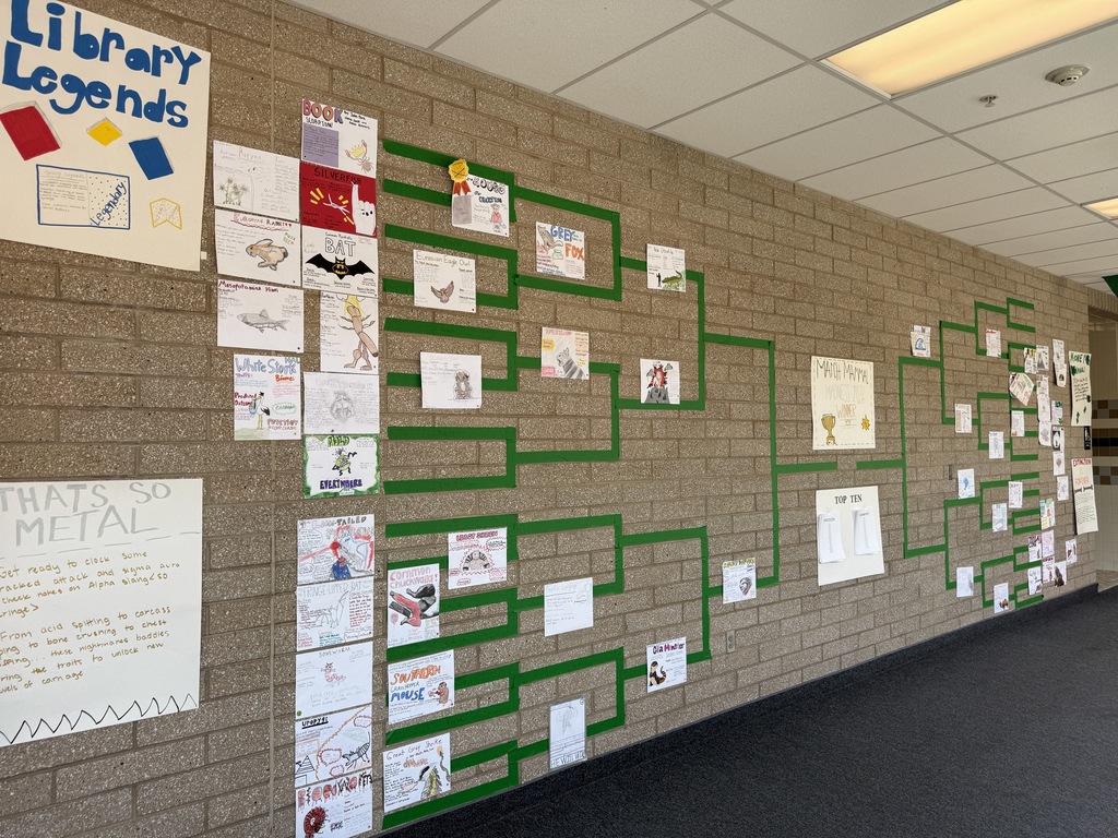 Left side of March Mammal Madness bracket. 