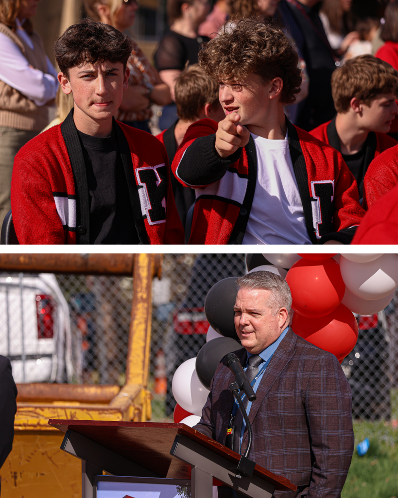 Superintendent Linford and students participating in the Kaysville Field House Groundbreaking. 