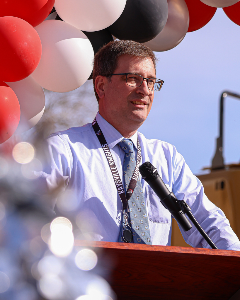 Kaysville Jr High principal Mark Pendleton speaks at the Kaysville Field House Groundbreaking. 