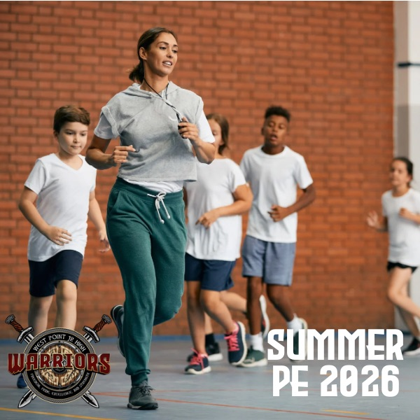 warriors summer PE teachers running with students