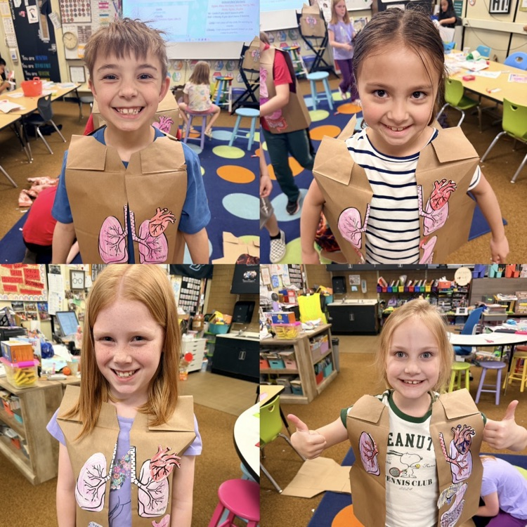 2nd graders working on a project at the end of their Human Body unit for CKLA Knowledge.