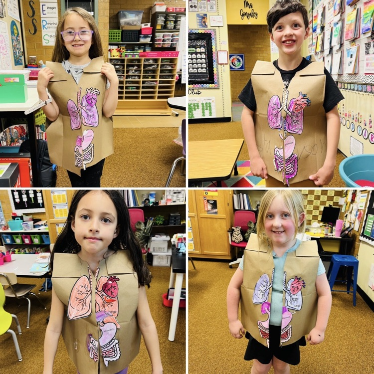 2nd graders working on a project at the end of their Human Body unit for CKLA Knowledge.