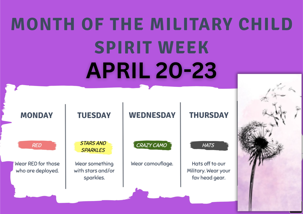 Month of the Military child Spirit Week April 20-23