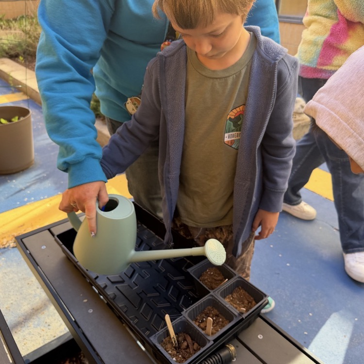Students in Kindergarten through 2nd grade ASC, learning about planting flowers and growing a garden. 