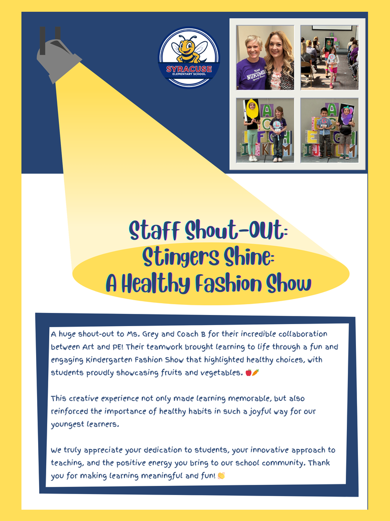 Staff Shout out to Ms. Grey and Coach B for the Healthy Fashion Show