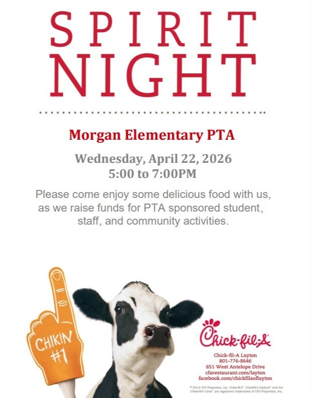 Spirit Night at Chick Fil A on April 22nd in Layton
