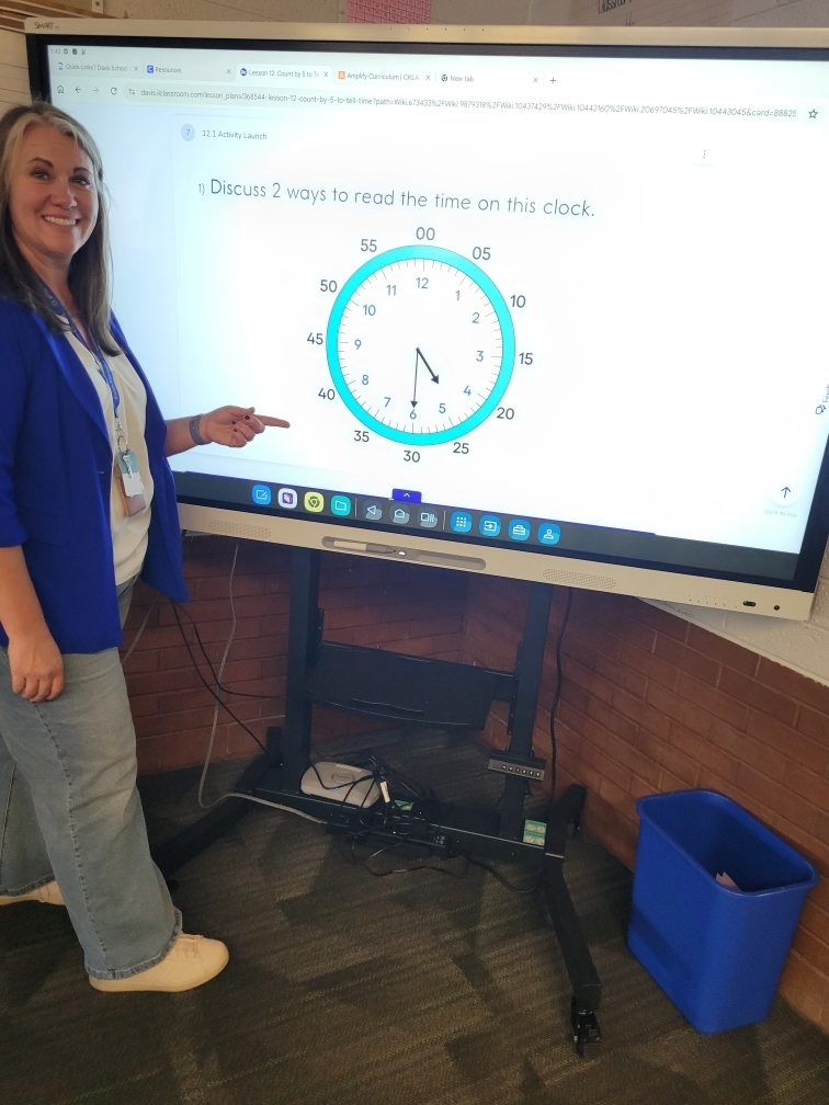 Mrs. Bingham with her new smart board
