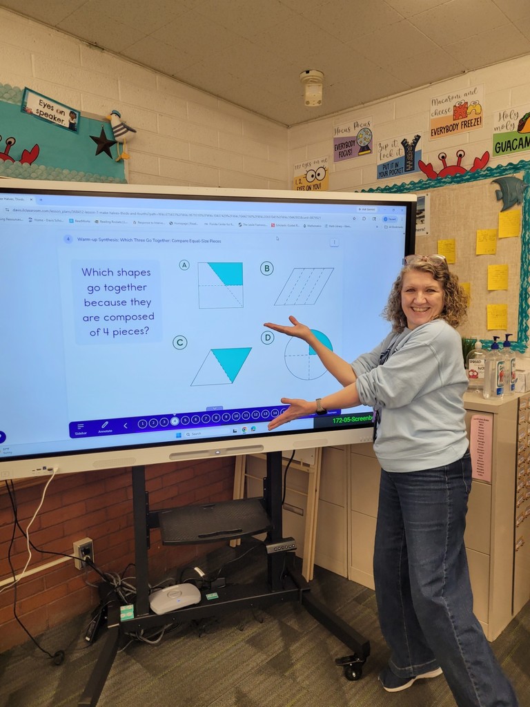 Mrs. Jenkins with their new smart screen