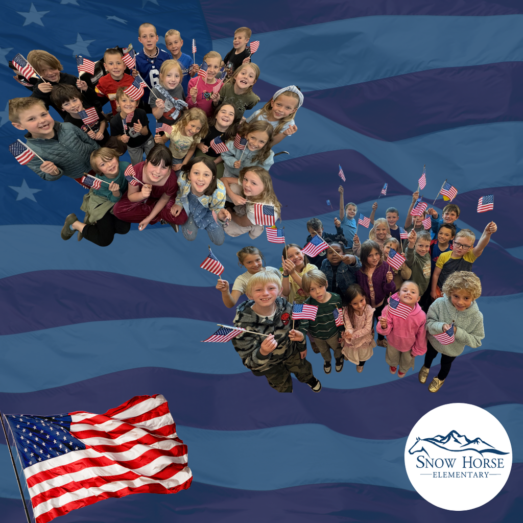 Students holding their flags