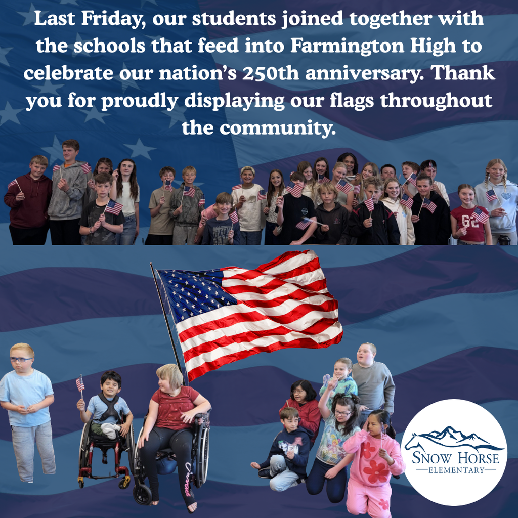 Students holding their flags