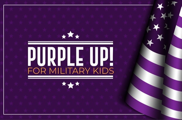 purple up for military kids purple background with white stars