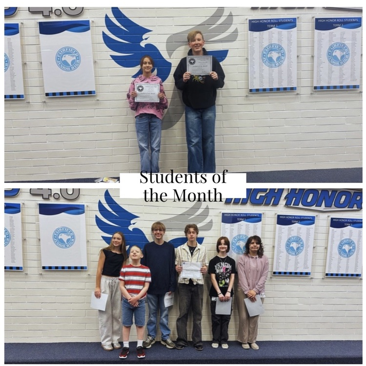April students of the month posing for a photo.