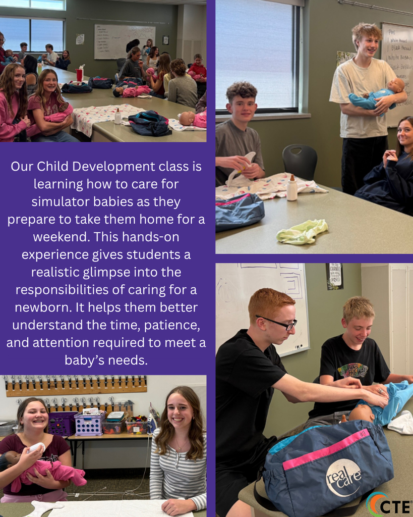 students practicing with babies