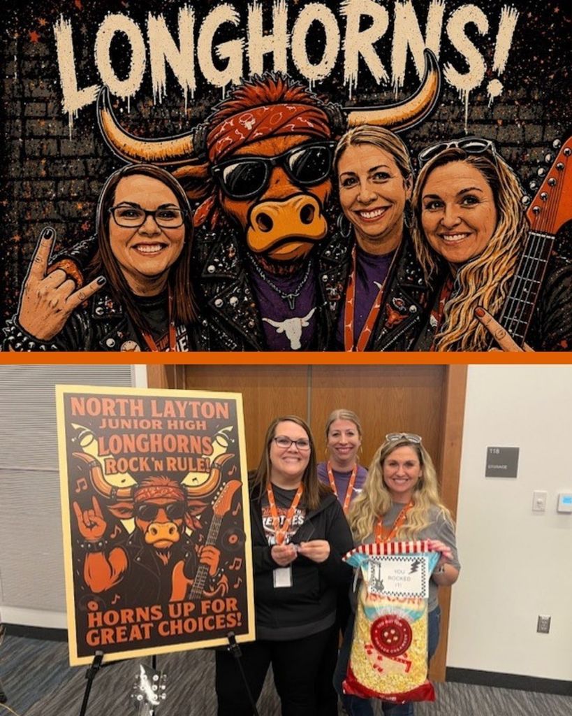MTSS team from NLJH was at a conference with a banner "North Layton Jr. High Longhorns Rock 'n Roll"