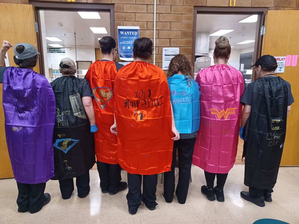 The view of the kitchen workers’ capes!