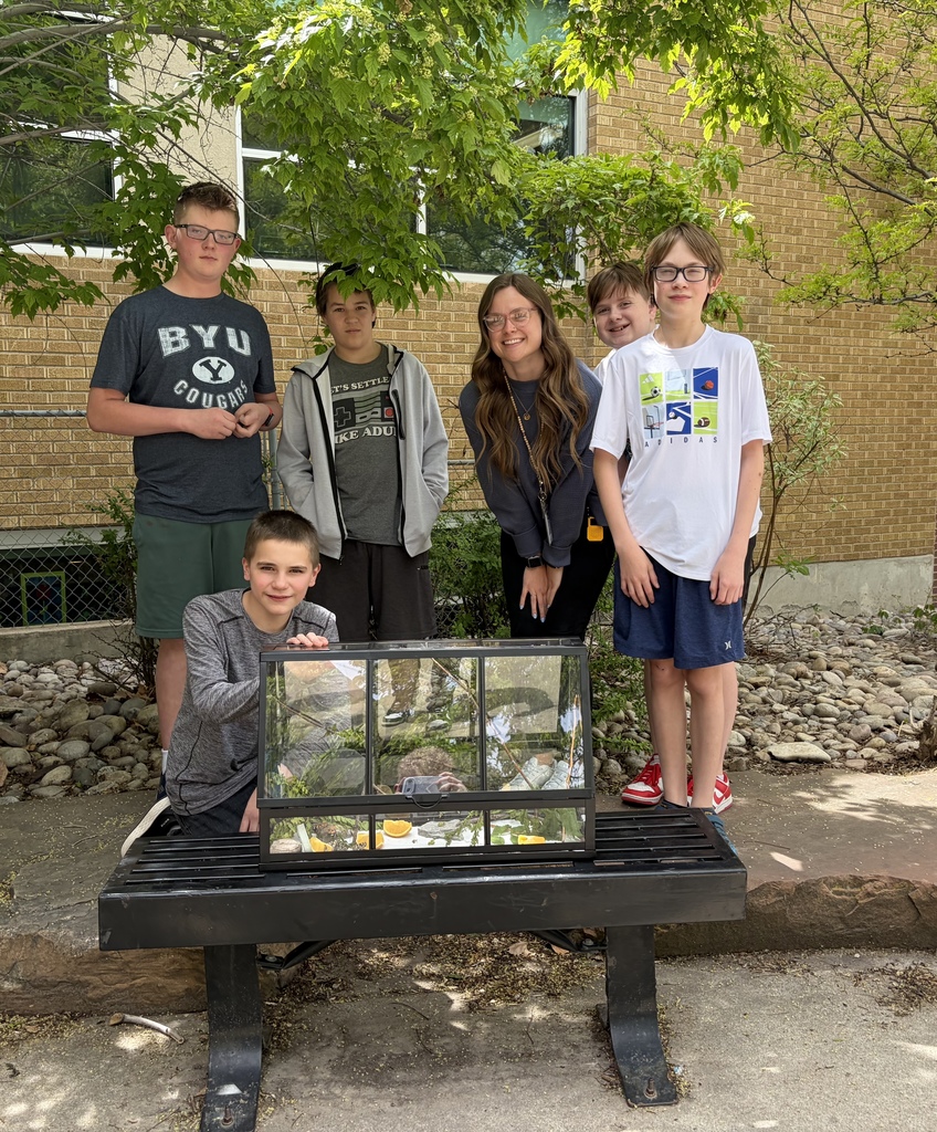 Students standing together with their class butterflies