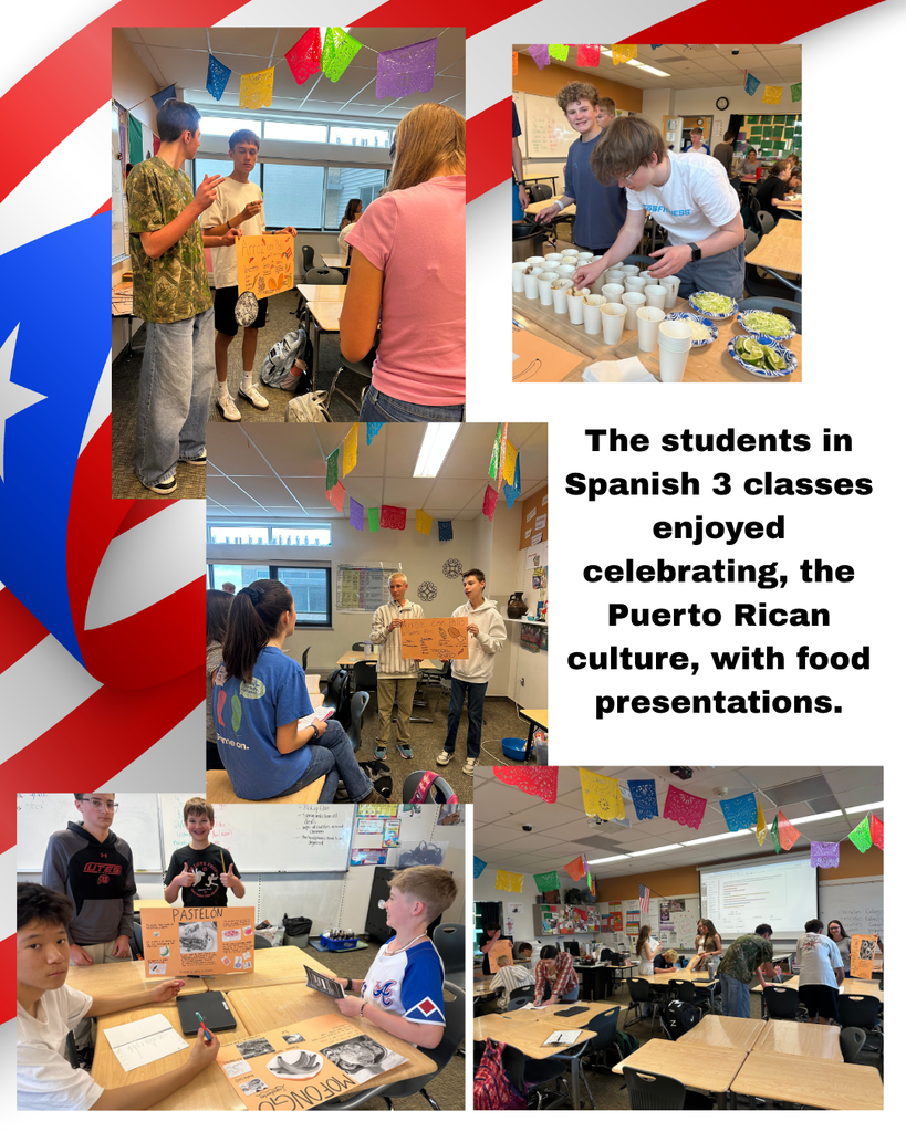 students in spanish 3 learning about puerto rican culture and food
