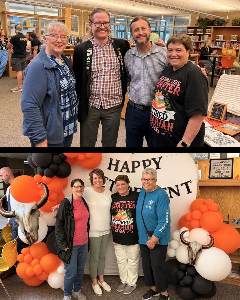 teachers standing with Ms. Combe at her retirement party