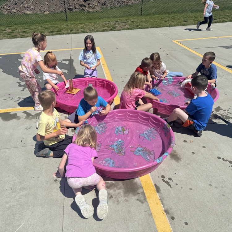 Students preparing their turtle boats for racing  