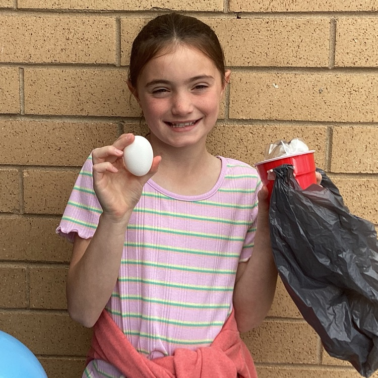 Egg drop from the roof.