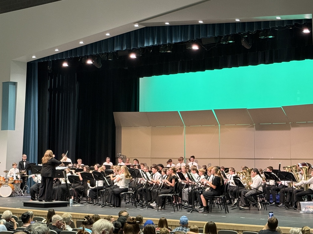 Students playing in beginning band at a concert. 