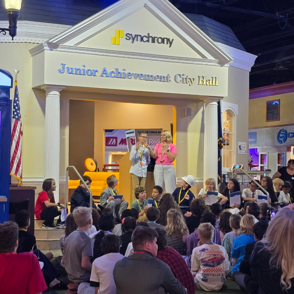 Bountiful Elementary 5th grade students gather inside Junior Achievement City Hall during their JA City/BizTown field trip.
