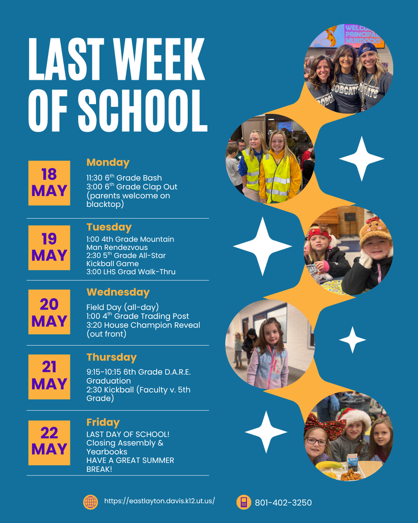 Last week of school schedule.