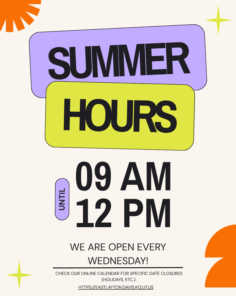 Summer Office Hours are every Wednesday from 9am to noon. Check our online calendar for possible date closures due to holidays, etc.
