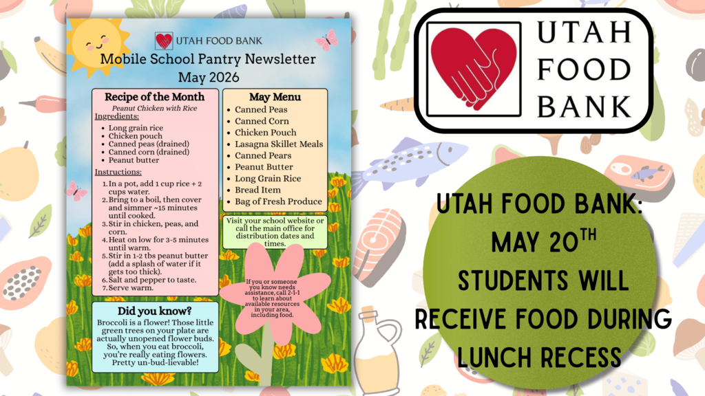 Utah Food Bank Mobile Pantry flyer with food menu and recipes.