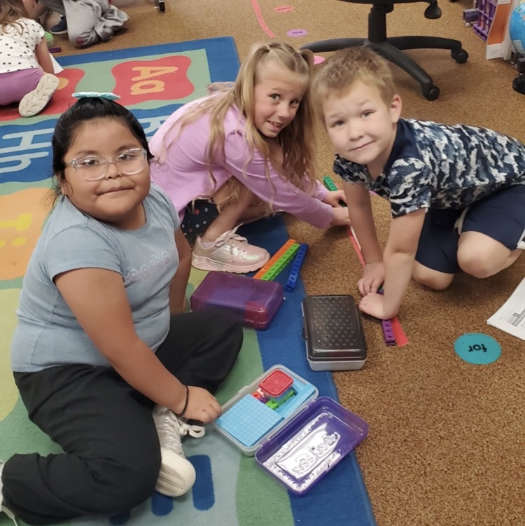 1st graders working on math skills 