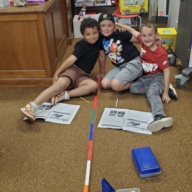 1st graders working on math skills 