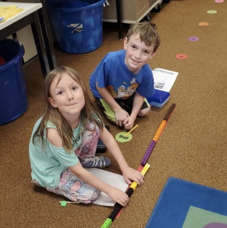 1st graders working on math skills 