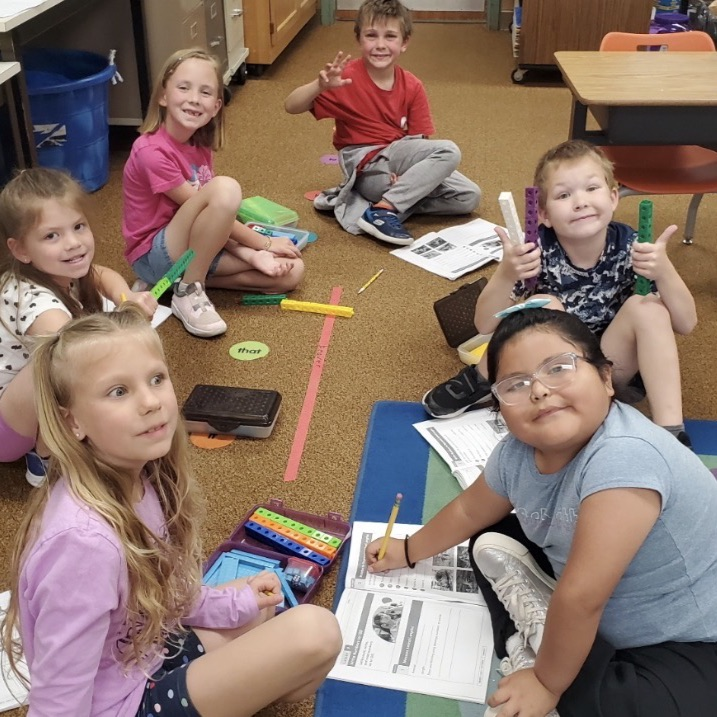 1st graders working on math skills 