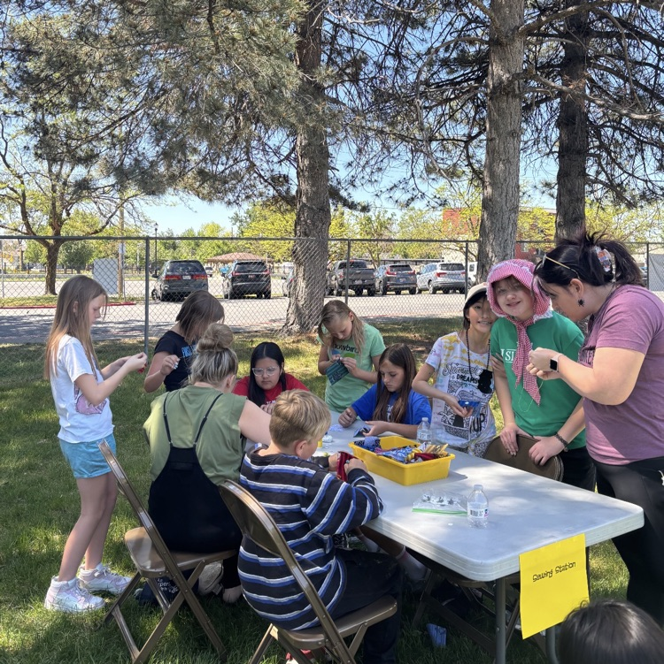 4th graders doing activities during Pioneer Day