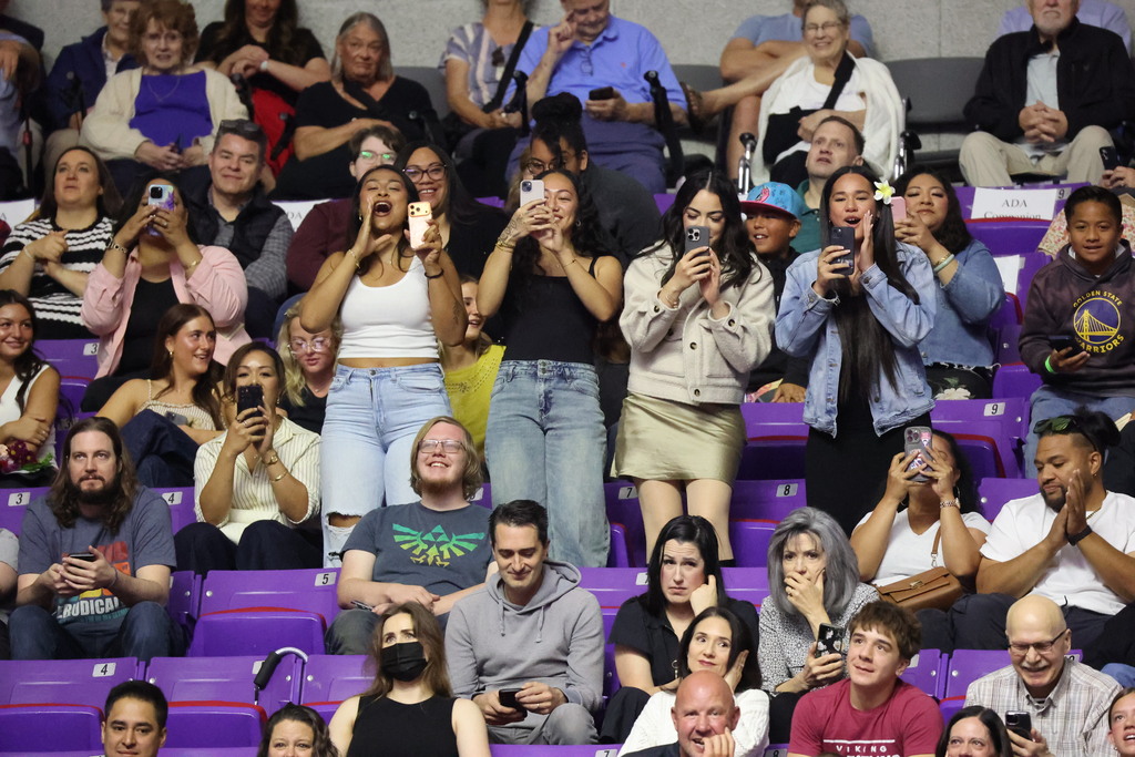 Viewmont High graduate families cheer in the stands. 