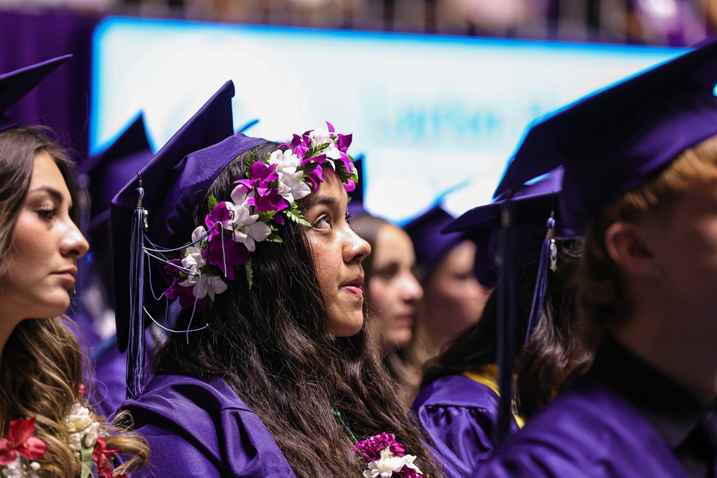 Layton High graduate looking up.