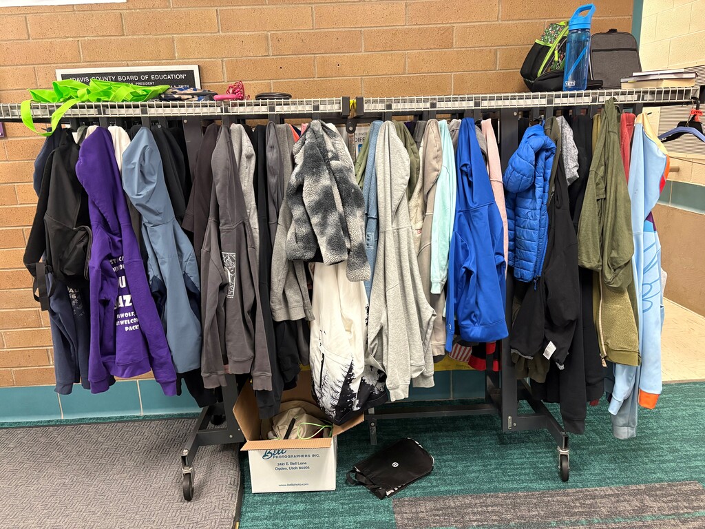 Lost and found rack in a school