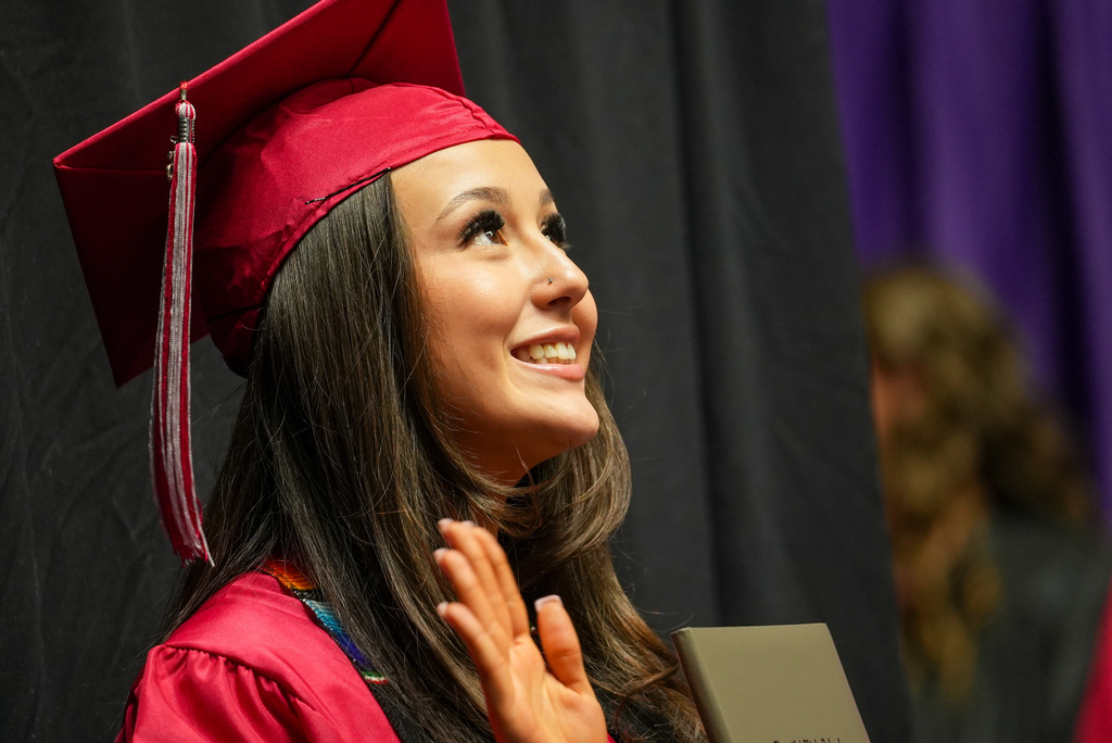 Bountiful High graduate looks up .