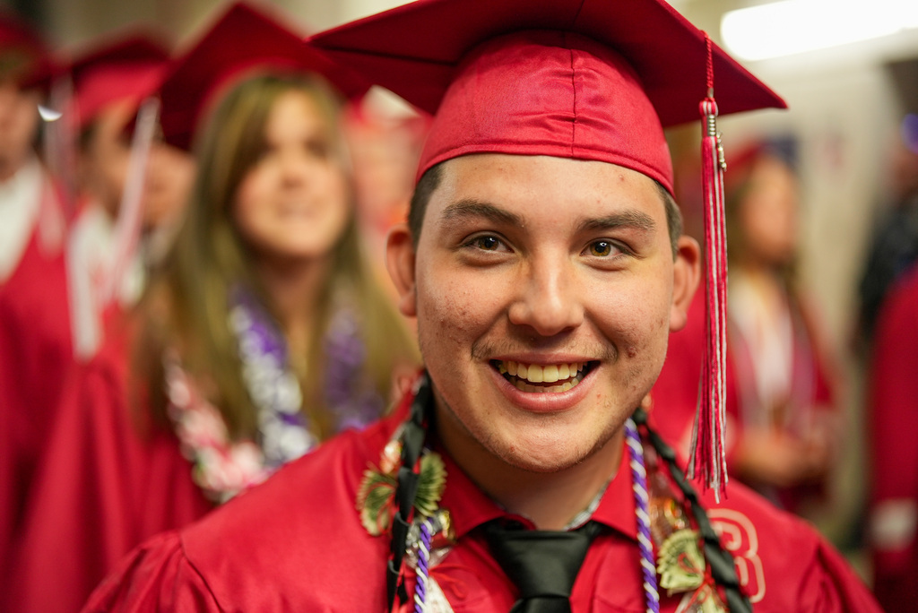 Bountiful High graduate smiling at the camera. 