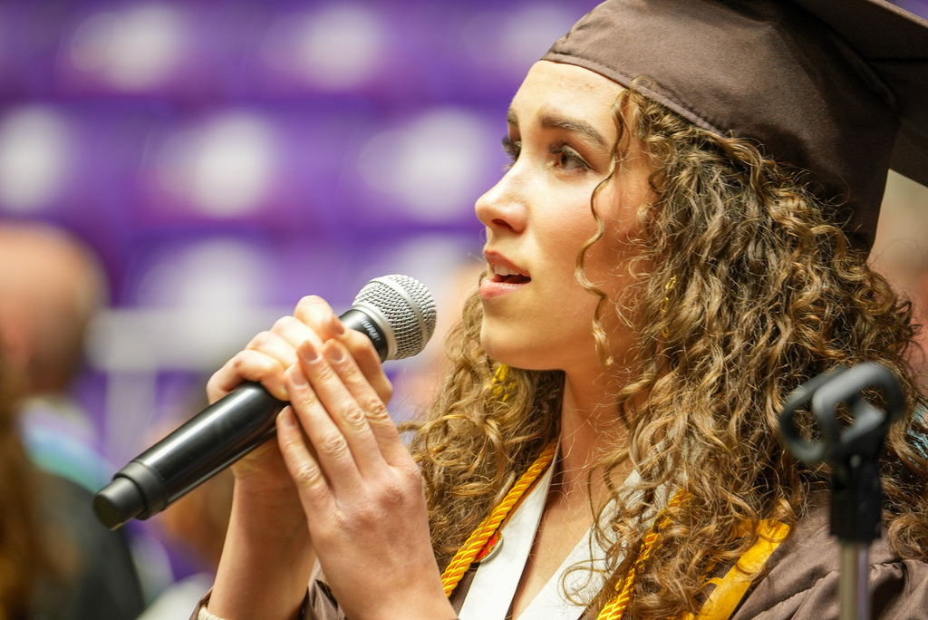 Davis High graduate singing.