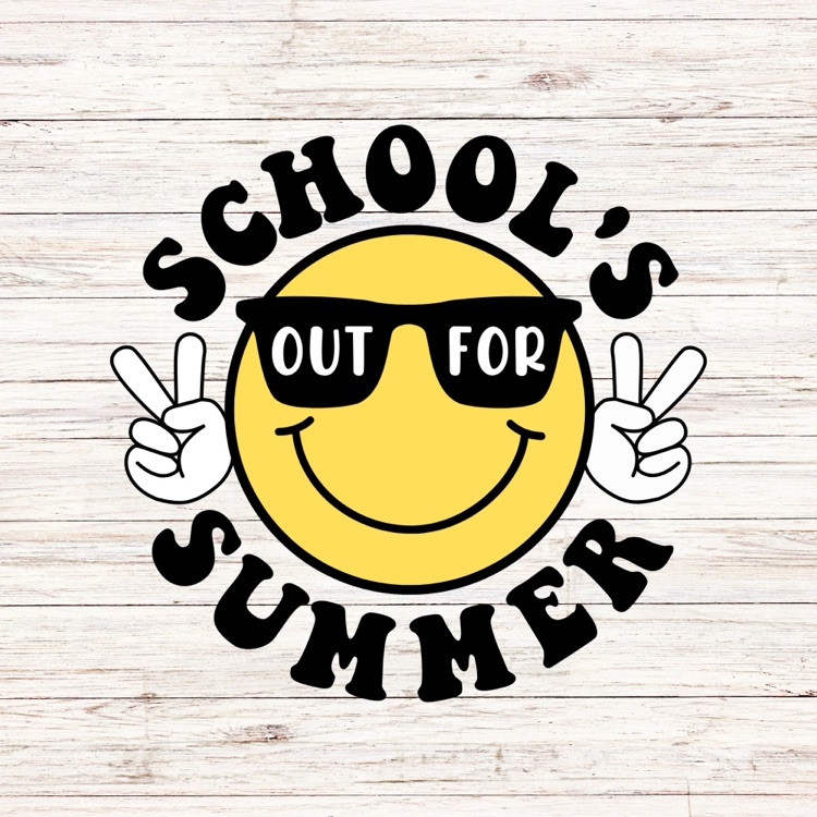 schools out for summer sun with peace signs and sunglasses