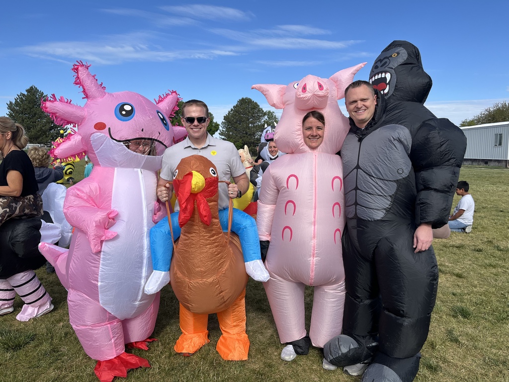 Parents dressed up for kickball game