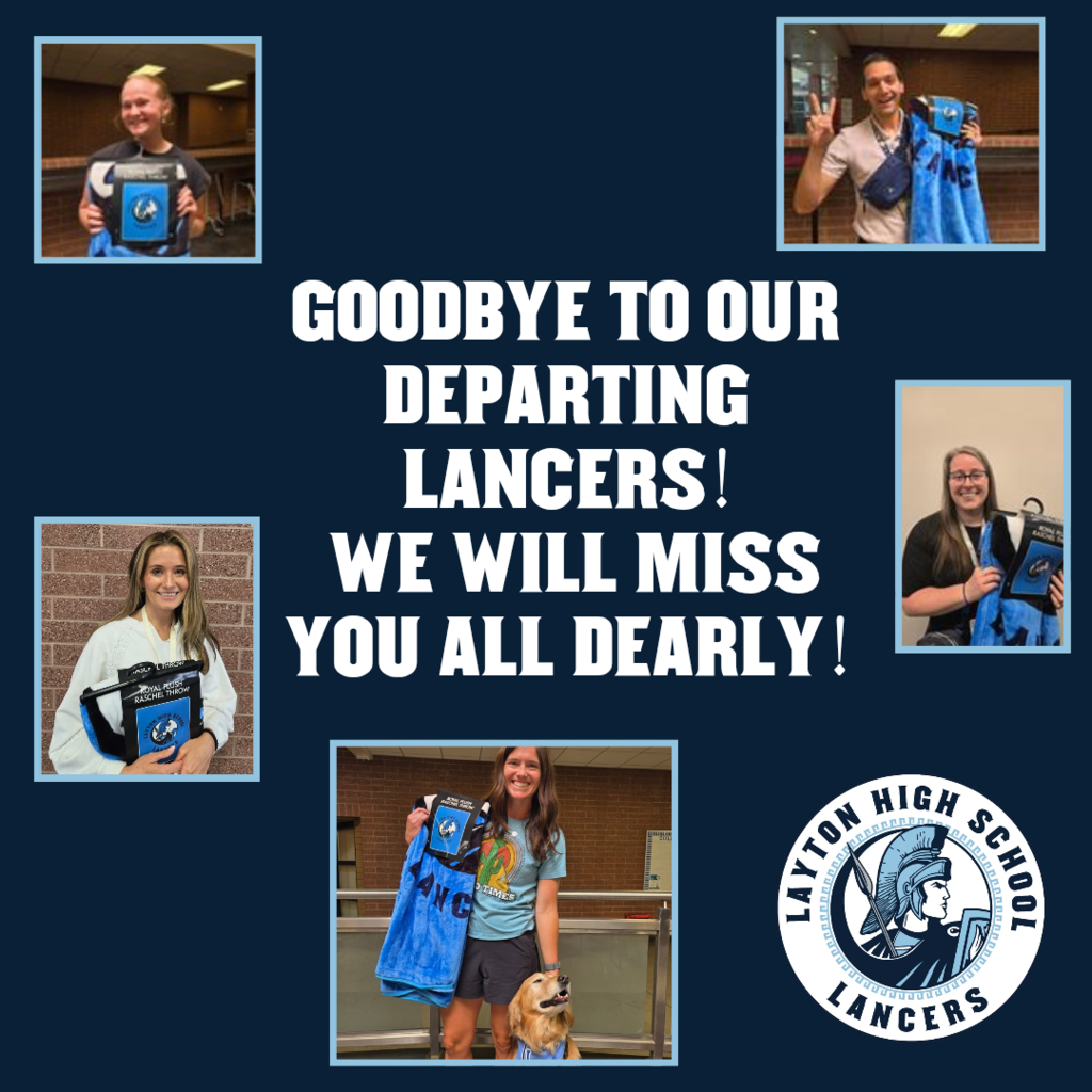 Picture with five photos and the lancer logo that says goodbye to our departing.Lancers, we will miss you all dearly.