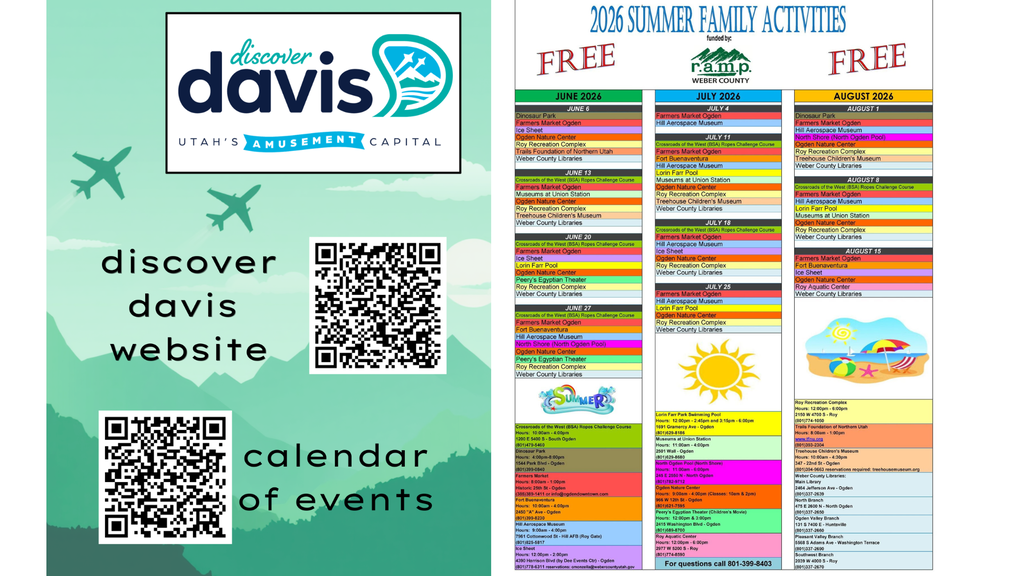 Summer Events in Weber and Davis Counties. These events are for the 2026 Summer season.