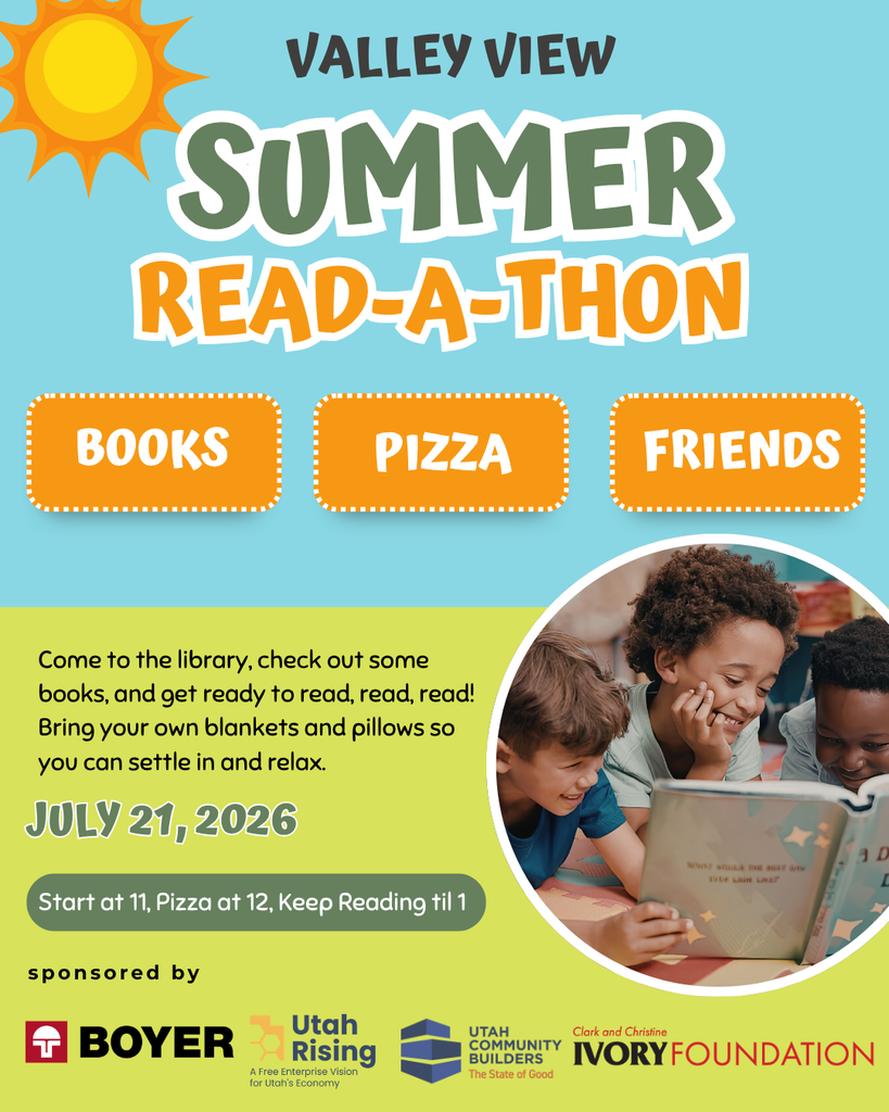 Reada-thon flyer for 6..21.26 at Valley View at 11 a.m.