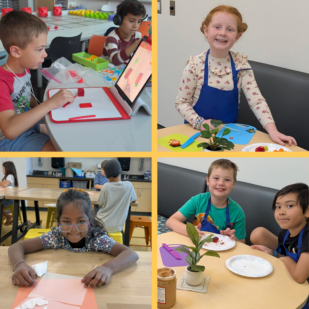 Photo collage of Bountiful elementary students engaging in various activities as part of the summer learning program.