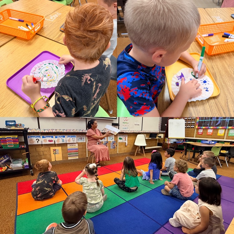 students completing an art activity after a read aloud